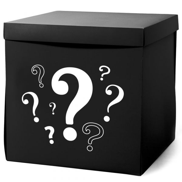 Surprise Box - Überraschungsbox - schwarz mit Fragezeichen - 50x50x50cm