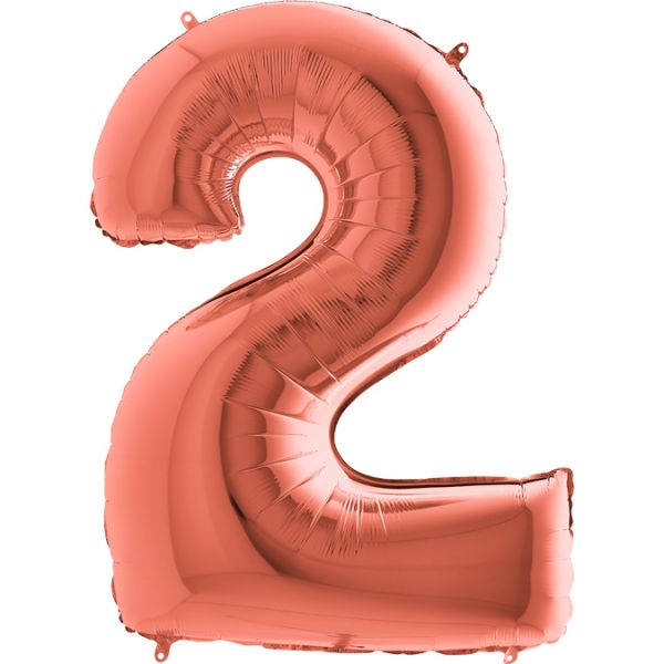 Folienballon - Zahl - 2 - Rosegold - 102cm