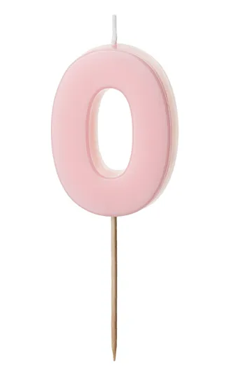 Kerze - Zahl - 0 - Rosa - 5.5cm