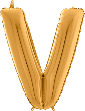 Folienballon - "V" - Gold - 66cm
