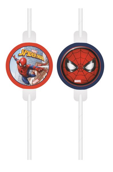 Strohhalme - Papier - Spiderman - Crime Fighters - 4 Stück
