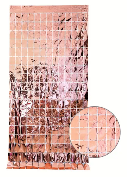 Lametta Vorhang - Viereckige Pailletten - Rosegold 2x1m