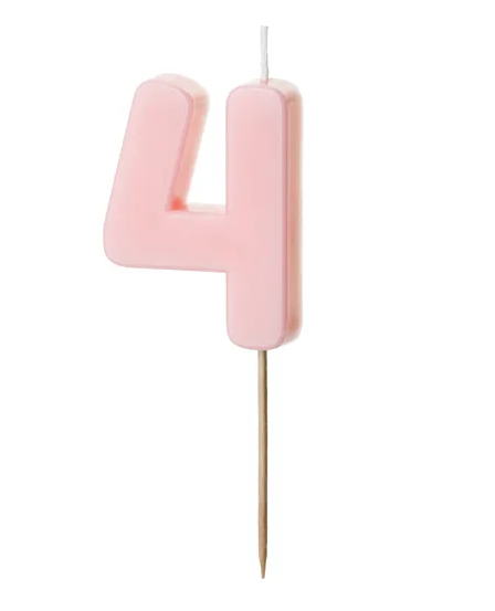 Kerze - Zahl - 4 - Rosa - 5.5cm
