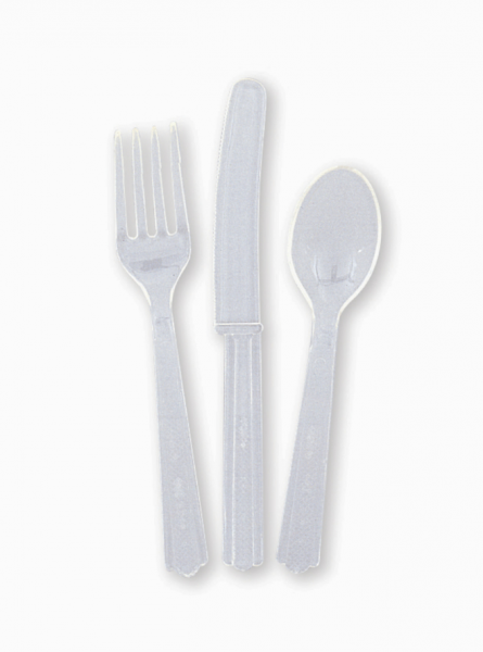 Besteck - Plastik - Set - Durchsichtig - 18 Teilig