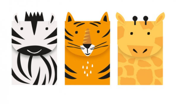 Partytüten - Papier - Safari - Dschungel Tiere - 3 Stück