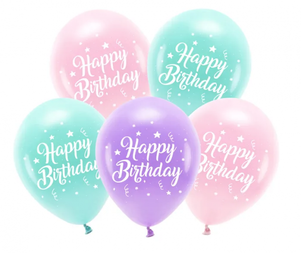 Happy Birthday - Öko Latex Ballons Set - Rosa - 26cm - 5 Stück