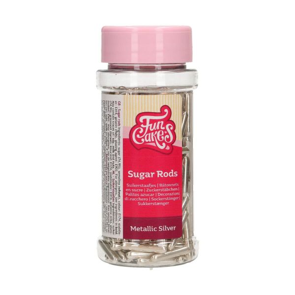 Zuckerdekoration - Metallic Sugar Rods XL - Silber - 70g