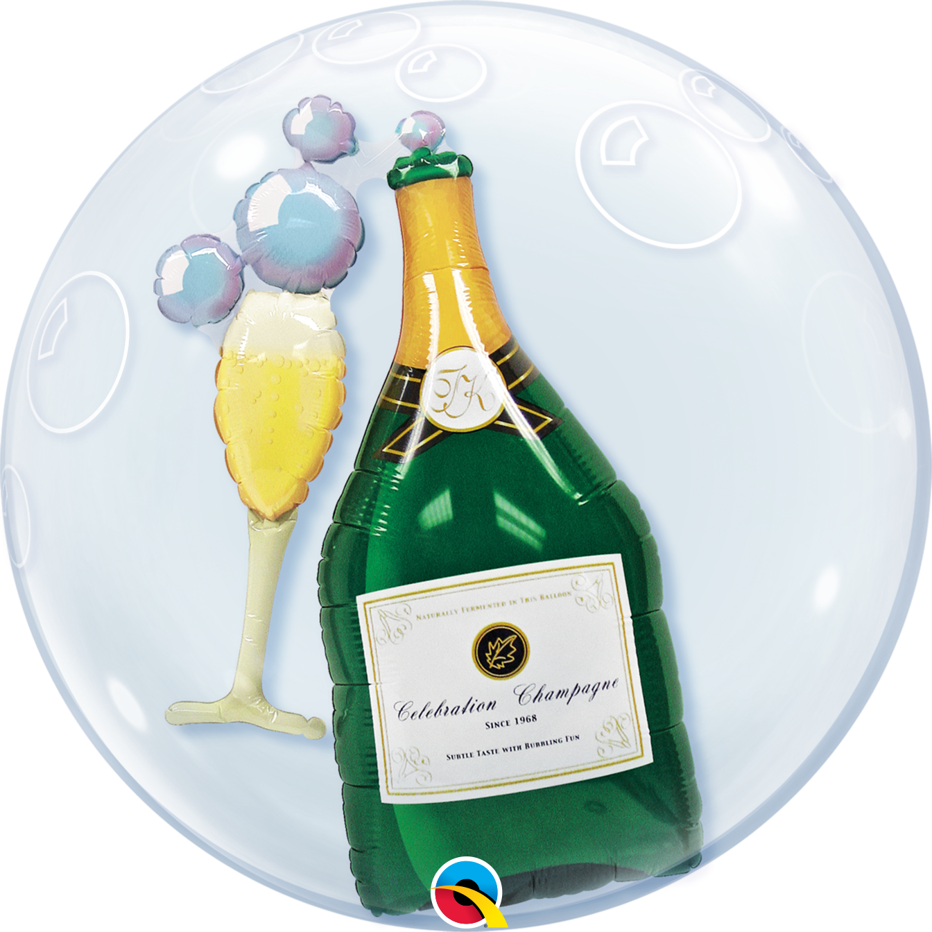 DoubleBubble Champagner mit Glas Party Deko World