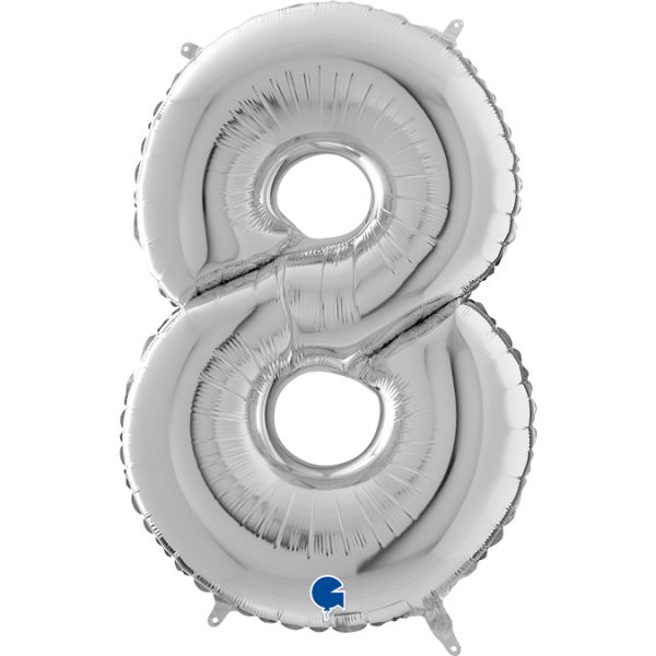 Folienballon - Zahl - 8 - Silber - 66cm