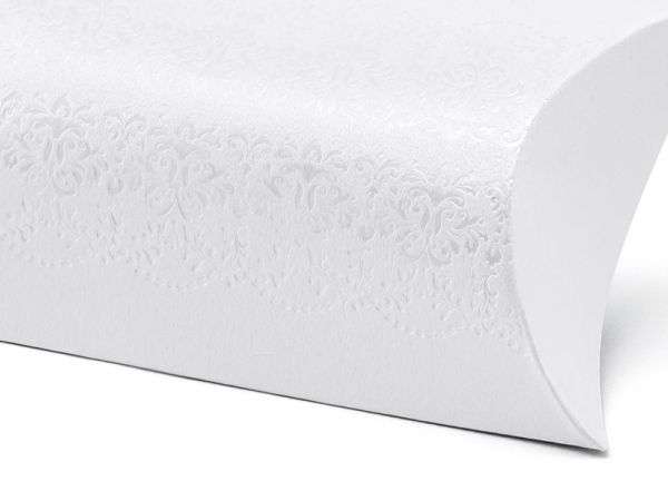 Gastgeschenkbox - perlweiß mit Ornamenten - 10 Stück