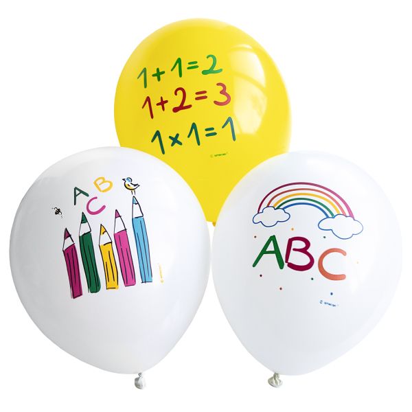 Einschulung Ballon Set - bedruckt mit ABC - 27cm Latexballons - 6 Stück