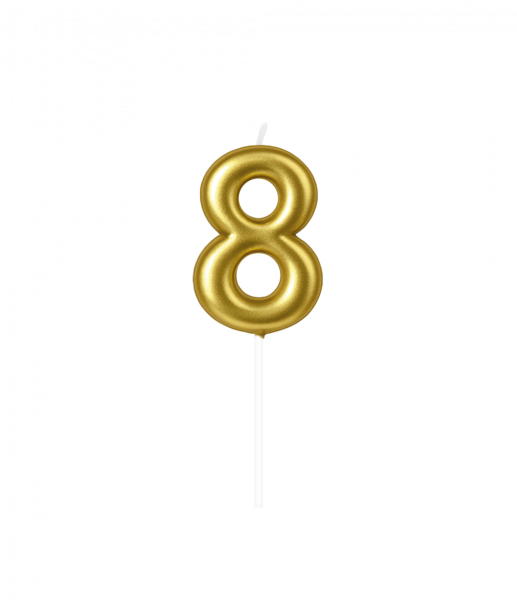 Kerze - Zahl - 8 - Gold - 6cm