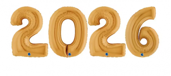 Folienballons - Silvester 2026 - Gold Schriftzug - 102cm