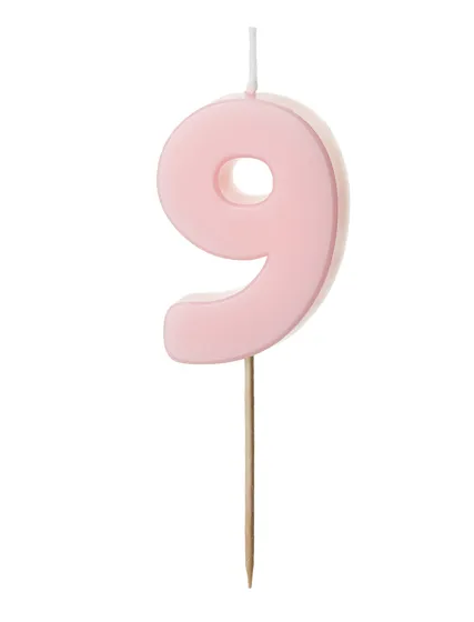 Kerze - Zahl - 9 - Rosa - 5.5cm