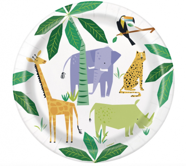 Teller - Papier - Safari - Dschungel Tiere - 21.9cm - 8 Stück