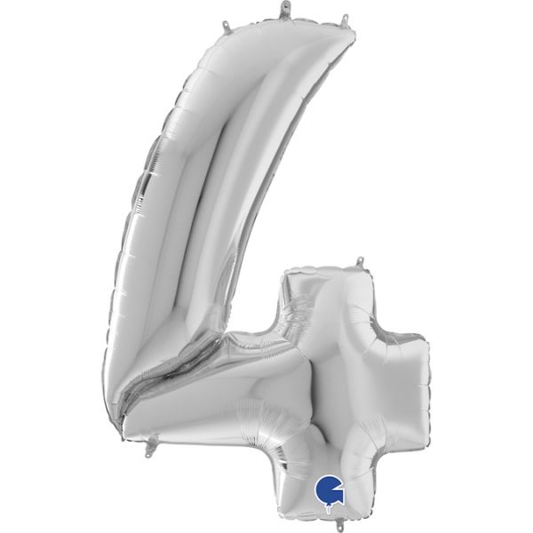 Folienballon - Zahl - 4 - Silber - 163cm