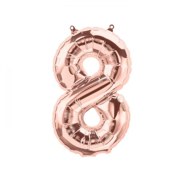 Folienballon - Zahl - 8 - Rosegold - 41cm