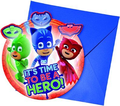 Einladungskarten - PJ Masks - 6 Stück