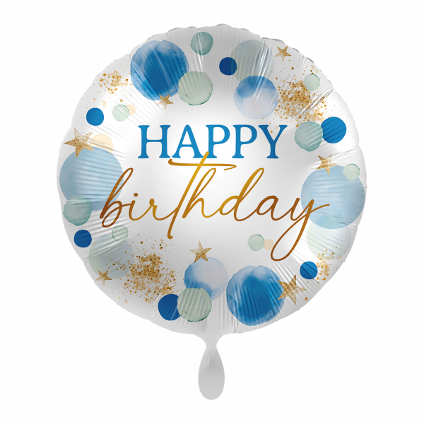 Folienballon-HAPPY Birthday-Blau-Ø 43cm