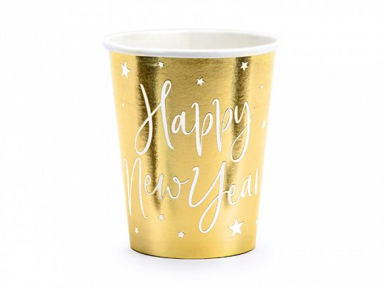 Becher - Papier - Happy New Year - Gold - 220ml - 6 Stück