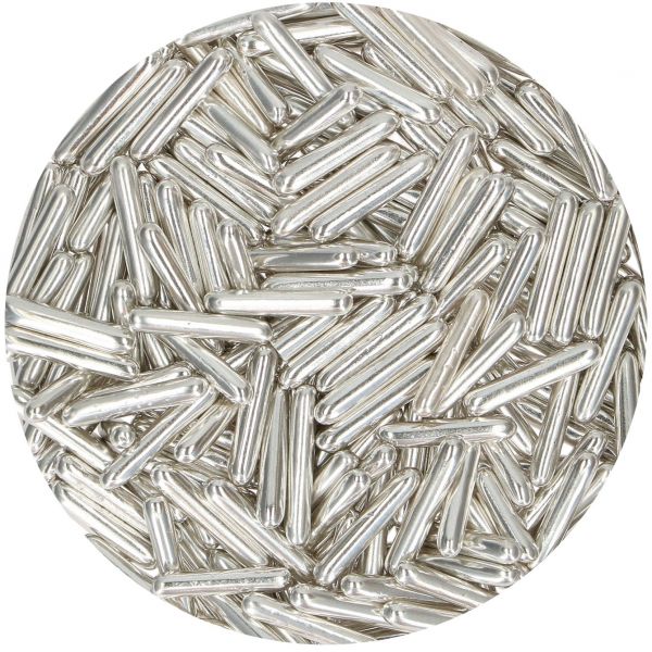 Zuckerdekoration - Metallic Sugar Rods XL - Silber - 70g
