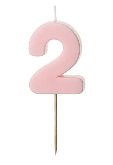 Kerze - Zahl - 2 - Rosa - 5.5cm