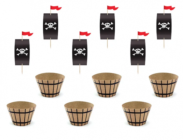 Cupcake / Muffin - Piraten Topper Set DIY - 6teilig