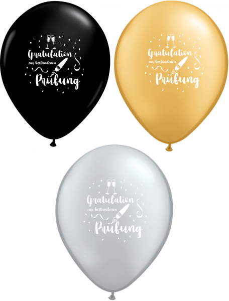 Profi Latexballon - Gratulation zur bestandenen Prüfung - 6 Stück - Ø28cm