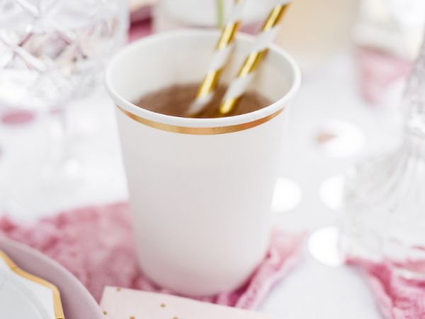 Becher - Papier - Weiß/Gold - 260ml - 6 Stück