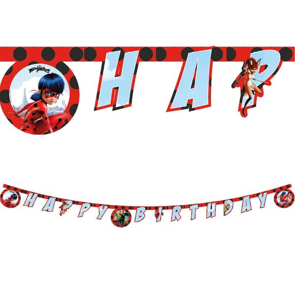 Banner/Girlande - Miraculous - Ladybug - Happy Birthday - 2m