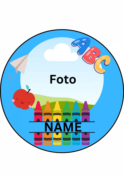 Einschulung Tortenaufleger 20cm Rund aus Fondantpapier