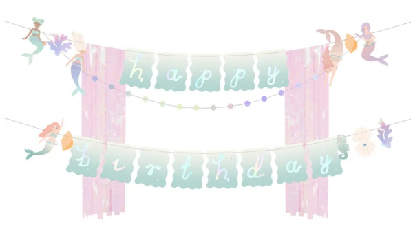 Banner/Girlande - Happy Birthday - Meerjungfrau - 130x100cm