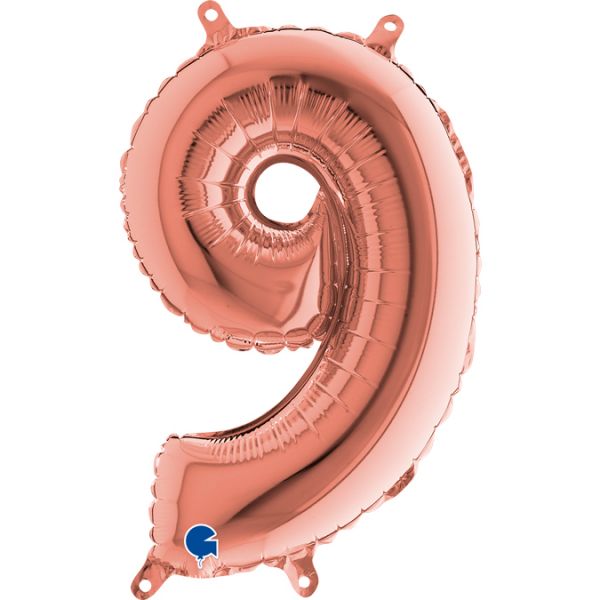 Folienballon - Zahl - 9 - Rosegold - 36cm
