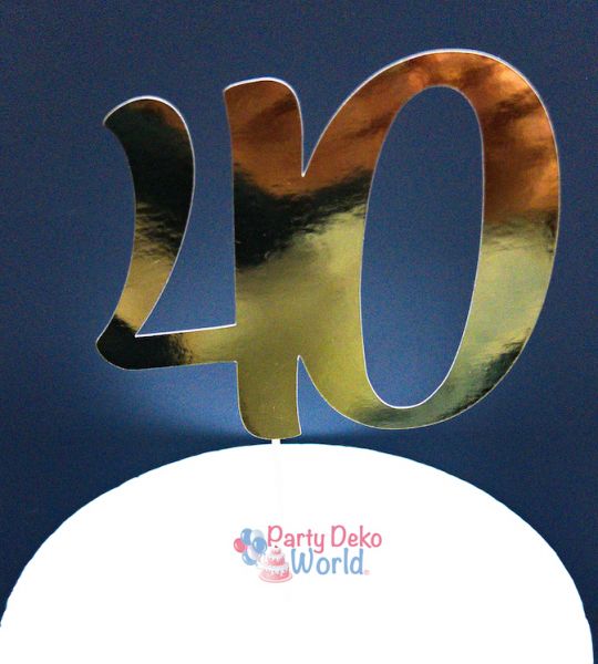 Caketopper - Papier - Gold - Zahl 40 - 13 x 10 cm