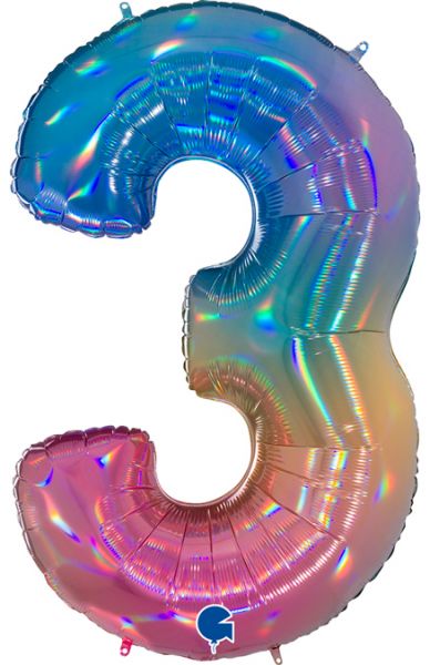 Folienballon - Zahl - 3 - Rainbow - 102cm