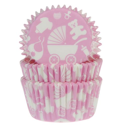 House of Marie - Cupcake/Muffin Förmchen - Baby - Rosa - 50 Stück