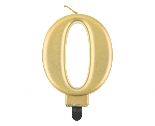 Kerze - Zahl - 0 - Gold - 8cm