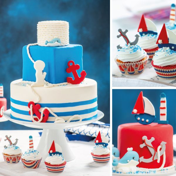 Kunststoff Ausstecher - Leuchtturm-Anker Set - 2 Stück - ca 9cm