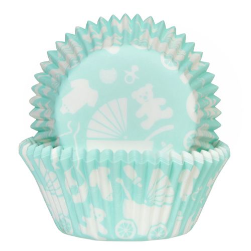 House of Marie - Cupcake/Muffin Förmchen - Baby - Mint - 50 Stück