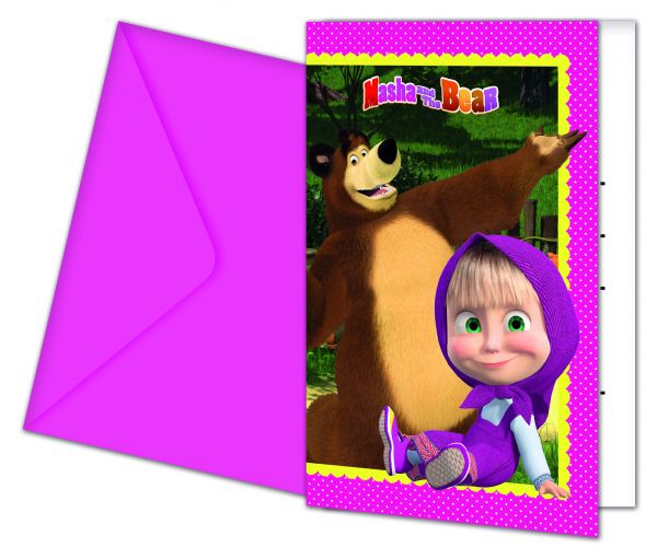 Einladungskarten - Mascha und der Bär - 6 Stück