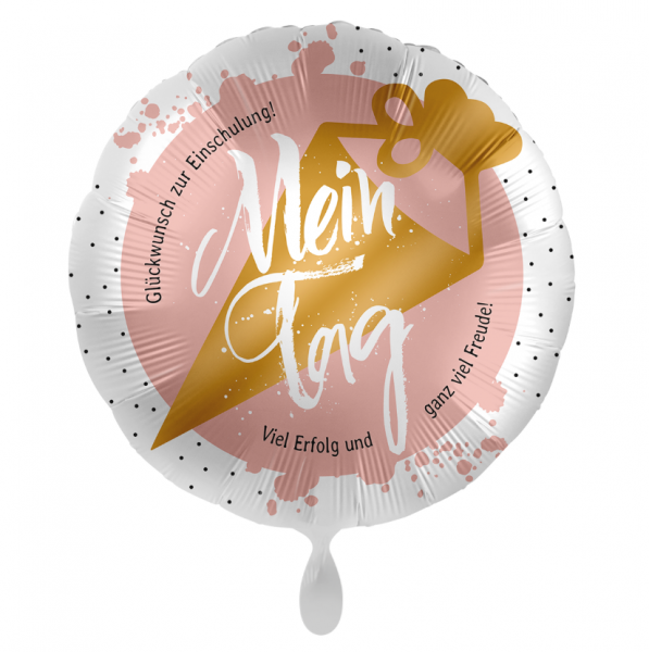 Folienballon-Einschulung-Mein Tag-Rosa/Gold-Ø 43cm
