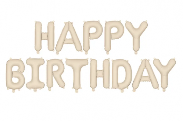 Folienballon - " Happy Birthday " - Schriftzug - Creme - 340x35cm