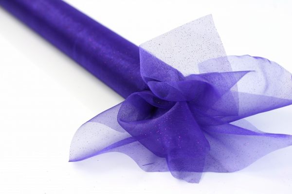 Organzarolle - Lila glitzer - 16cm - 9m