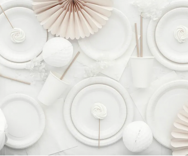 Teller - Papier - Weiß - 23cm - 6 Stück