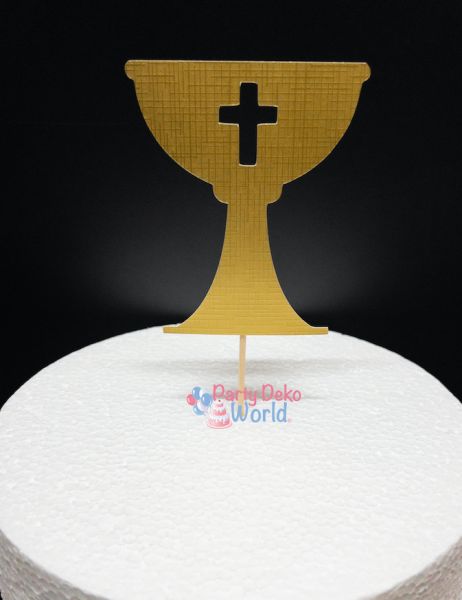 Caketopper - Papier - Gold - Kelch - 10 x 8 cm