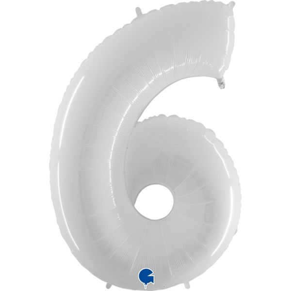 Folienballon - Zahl - 6 - White - 102cm