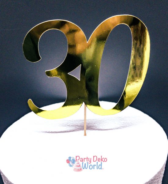 Caketopper - Papier - Gold - Zahl 30 - 13 x 10 cm