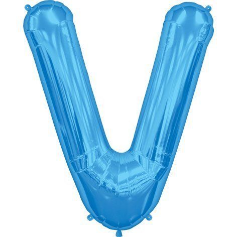 Folienballon - "V" - Blau - 86cm.
