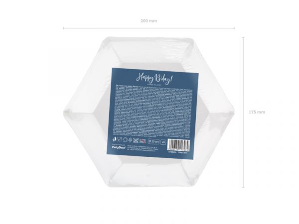 Teller - Papier - Happy Birthday - Navy blue/Silber Glitzer - 20cm - 6 Stück