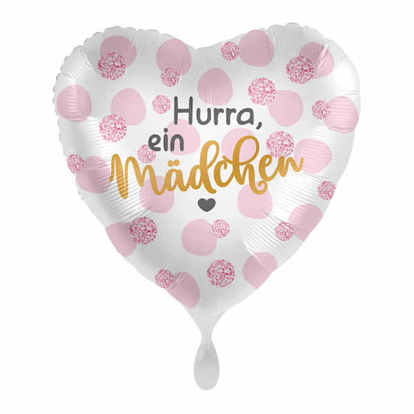 Folienballon-Herz-Hurra. ein Mädchen -Ø 43cm